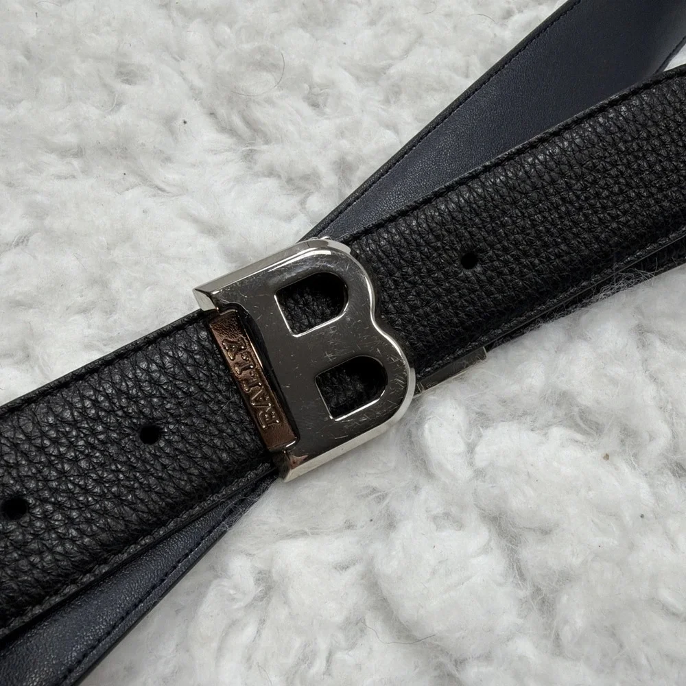 Bally Men's Mirror Buckle Adjustable Reversible Black Belt EU 110/US 44 Formal